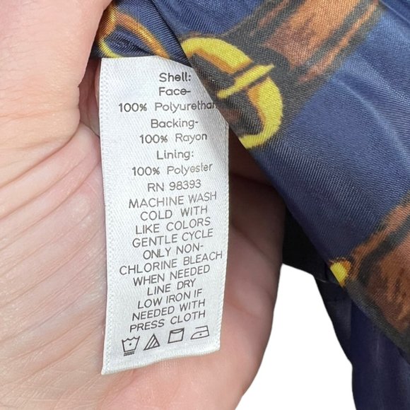 Blue Faux Leather Dennis by Dennis Basso Turn-lock Jacket Sz XXS - Picture 10 of 11